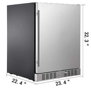 VBENLEM 24 Built-in Beverage Cooler Small Reversible Door Refrigerator
